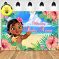 Custom Disney Baby Moana Floral Theme Welcoming Baby Shower Backdrop Banner