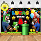 Custom Super Mario Bros Supermario Luigi Black Theme Birthday Backdrop Banner