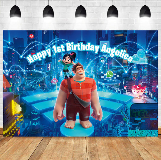 Custom Wreck-It Ralph Vanellope Theme Birthday Backdrop Banner