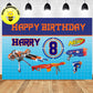 Custom Nerf Blaster Gun Blue Theme Birthday Backdrop Banner