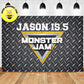 Custom Monster Jam Truck Logo Metal Theme Birthday Backdrop