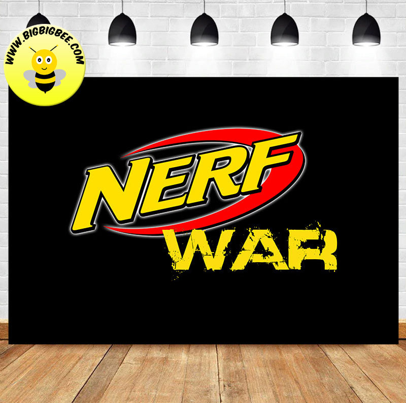 Custom Nerf War Black Logo Theme Birthday Backdrop