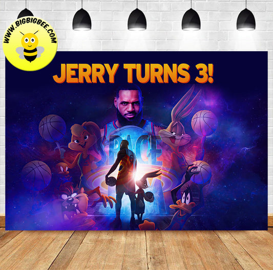 Custom Space Jam: A New Legacy Lebron James Theme Birthday Backdrop Banner