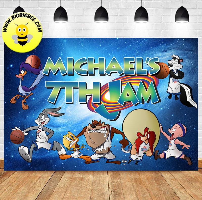 Custom Space Jam Characters Bugs Bunny Daffy Duck Birthday Backdrop Banner