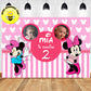 Custom Pink Minnie Mouse with Baby Picture Theme Birthday Backdrop