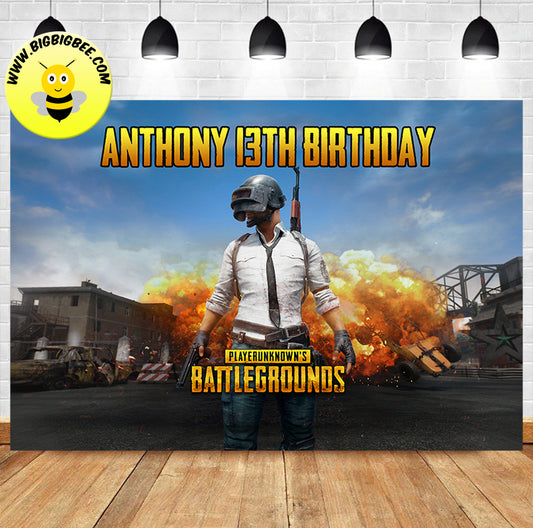 Custom PlayerUnknown's Battlegrounds Video Game Theme Birthday Banner Backdrop