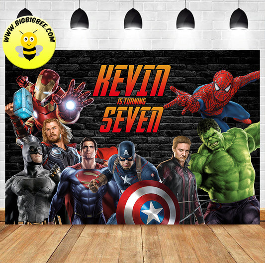 Custom Marvel Avengers DC Comics Justice League Birthday Backdrop Banner Deliver to USA UK Australia Canada