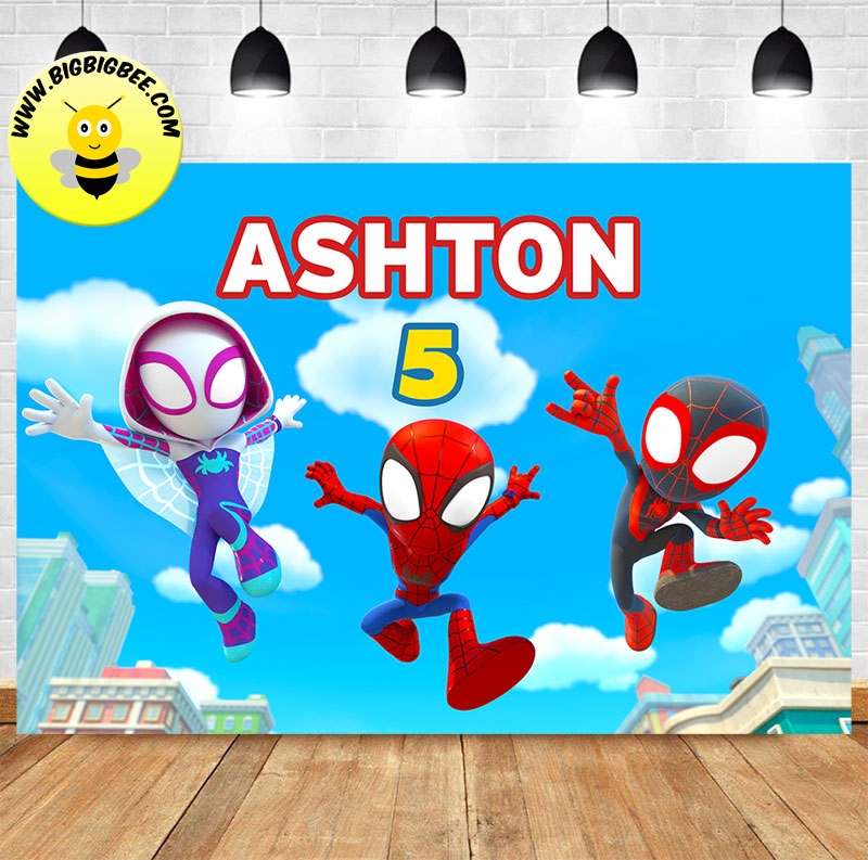 Custom Spidey and His Amazing Friends Background Theme Birthday Backdrop Banner