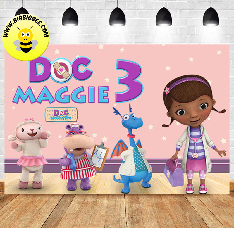 Custom Doc McStuffins & Friends Birthday Theme Backdrop Banner