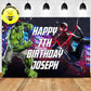 Custom The Incredible Hulk Spiderman Birthday Backdrop Banner