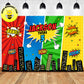 Custom Superhero Animated Building Birthday Backdrop Banner