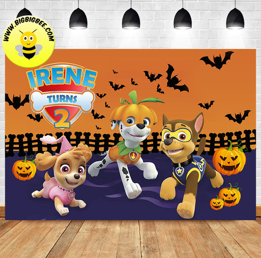 Custom PAW Patrol Halloween Theme Birthday Banner backdrop