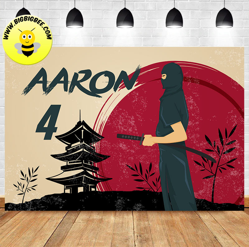 Custom Ninja Theme Birthday Backdrop Banner Deliver to USA UK Australia Canada