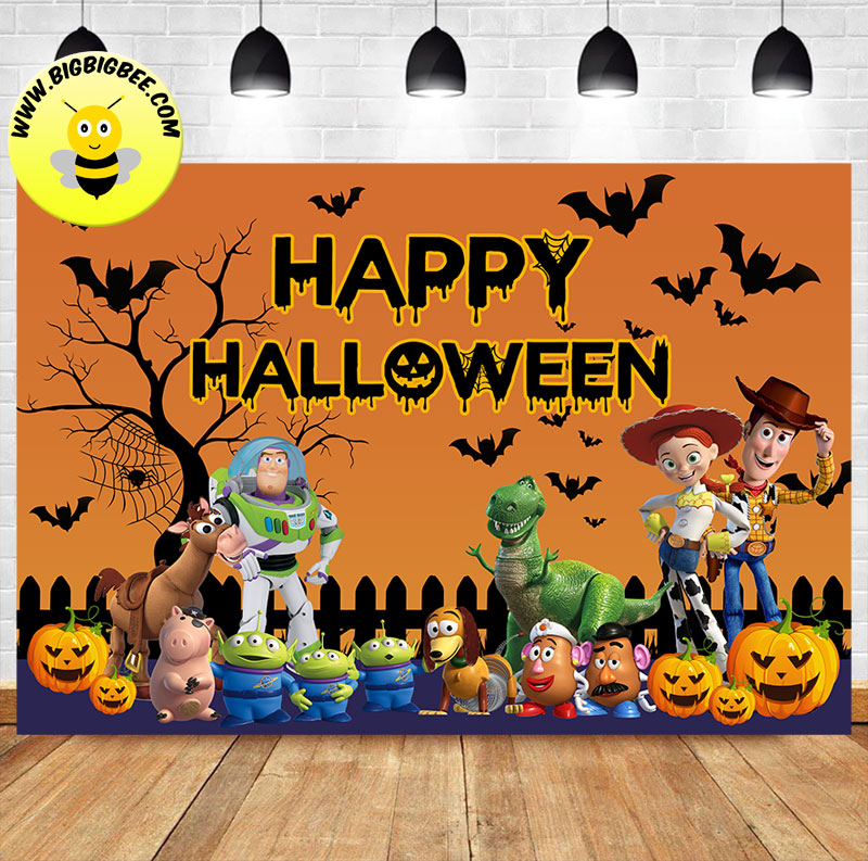 Toy Story Happy Halloween Theme Banner Backdrop. Ship worldwide