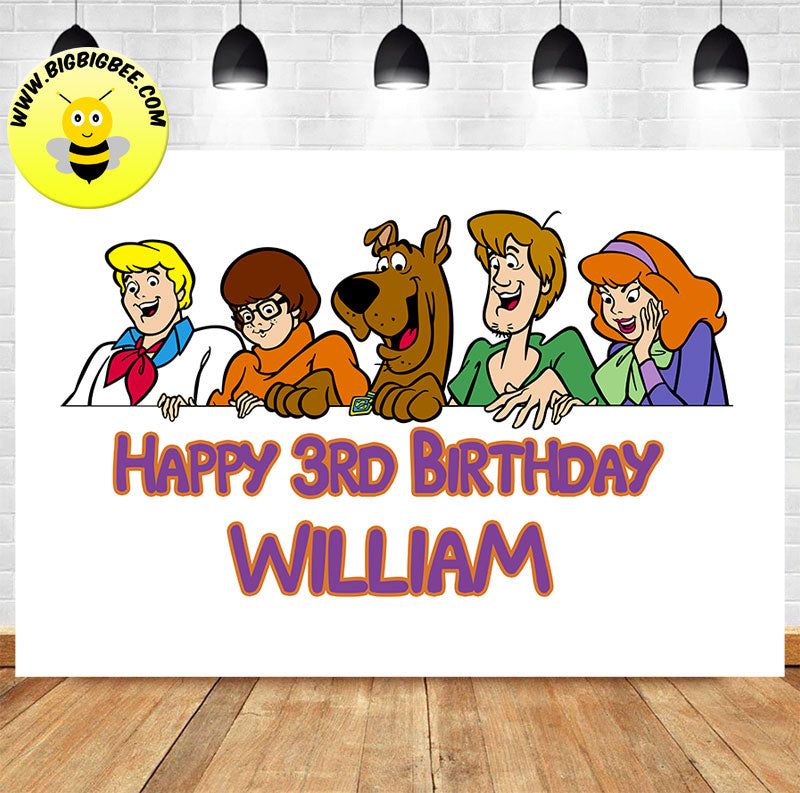 Scooby Doo Theme Birthday Banner backdrop. Ship US UK Australia Canada.