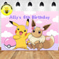 Custom Pokemon Eevee Pink Theme Birthday Backdrop Banner