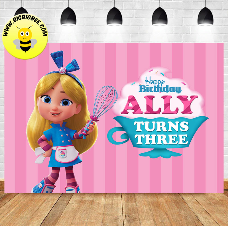 Custom Alice's Wonderland Bakery Birthday Theme Backdrop Banner