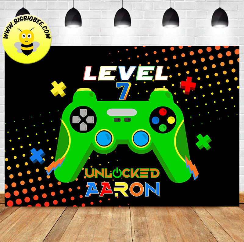 Custom Gaming Console Theme Birthday Backdrop Banner Deliver to USA UK Australia Canada