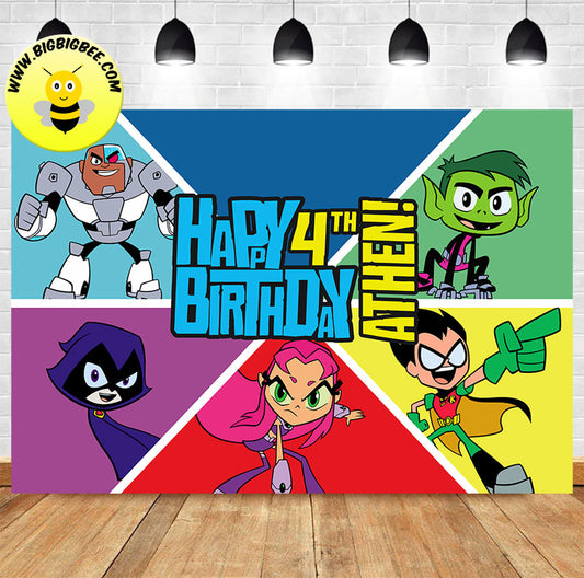 Custom Teen Titans Go Theme Birthday Backdrop Banner Deliver to USA UK Australia Canada