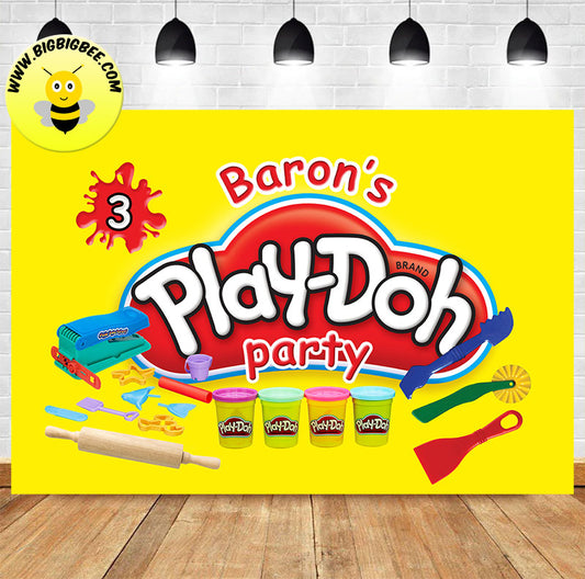 Custom Play-Doh Red Theme Birthday Backdrop Banner