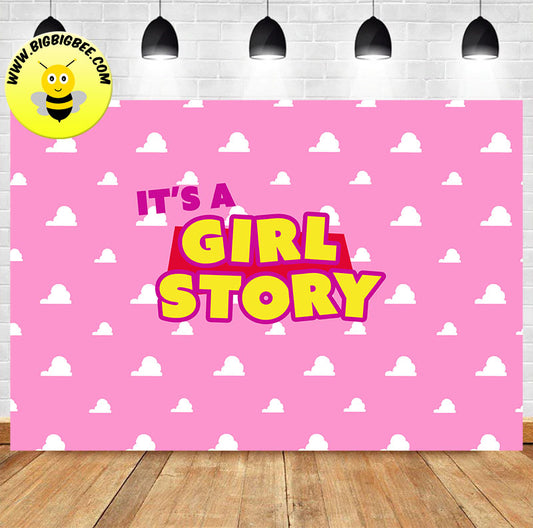 Custom Personalised Toy Story Girl Banner Backdrop