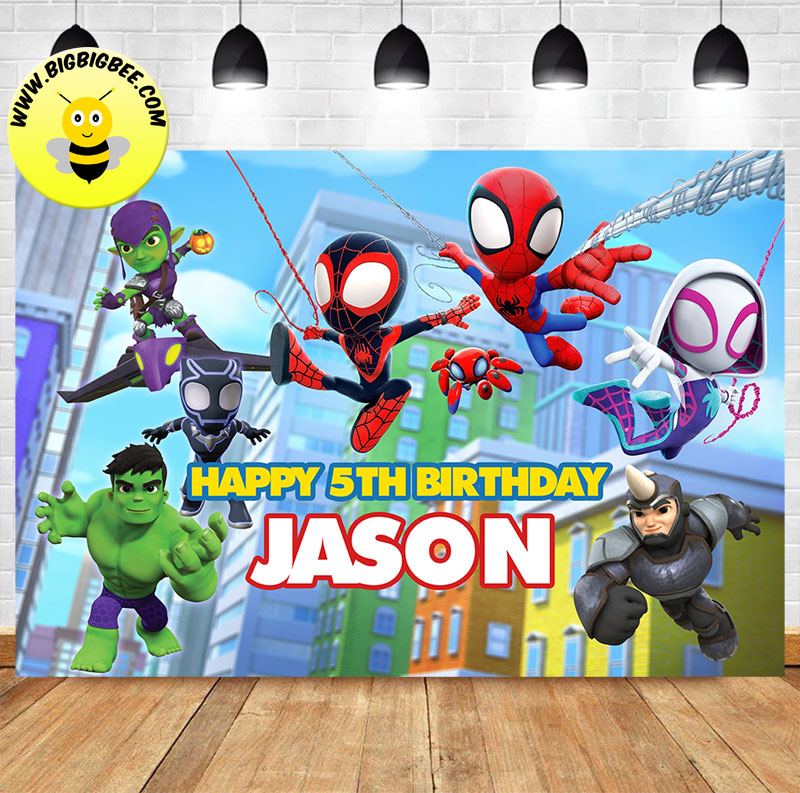 Custom Spidey and His Amazing Friends Background Theme Birthday Backdrop Banner