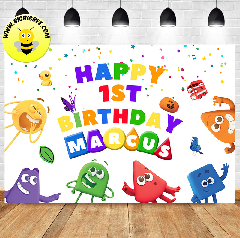 Custom BBC Colourblocks Baby Backdrop Birthday Banner