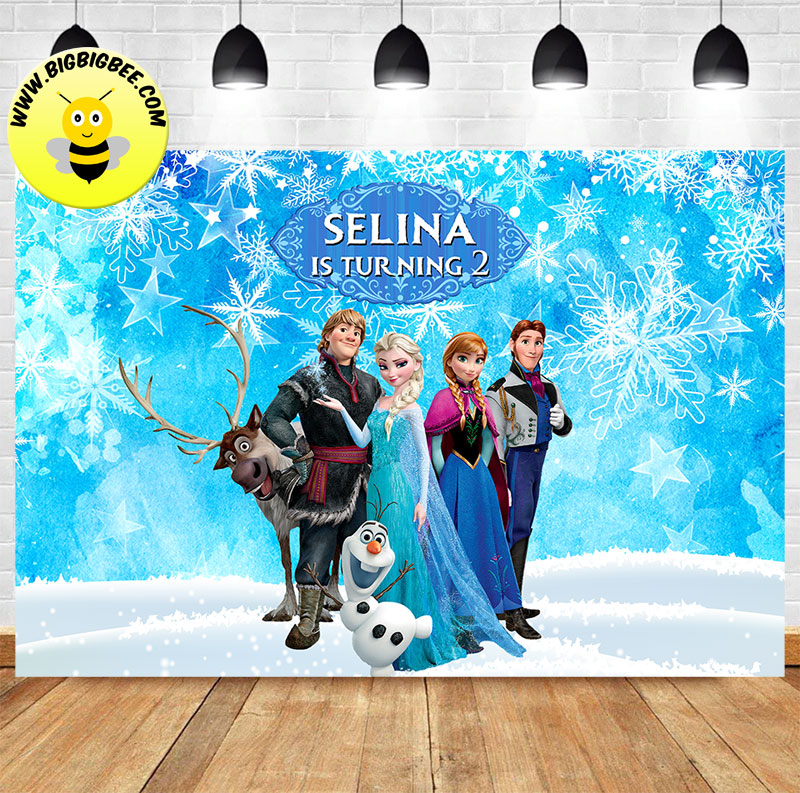 Custom Frozen Elsa Anna Theme Birthday Backdrop Banner Deliver to USA UK Australia Canada