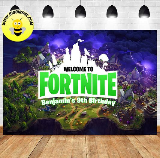 Custom Fortnite Game Theme Birthday Backdrop Banner Deliver to USA UK Australia Canada