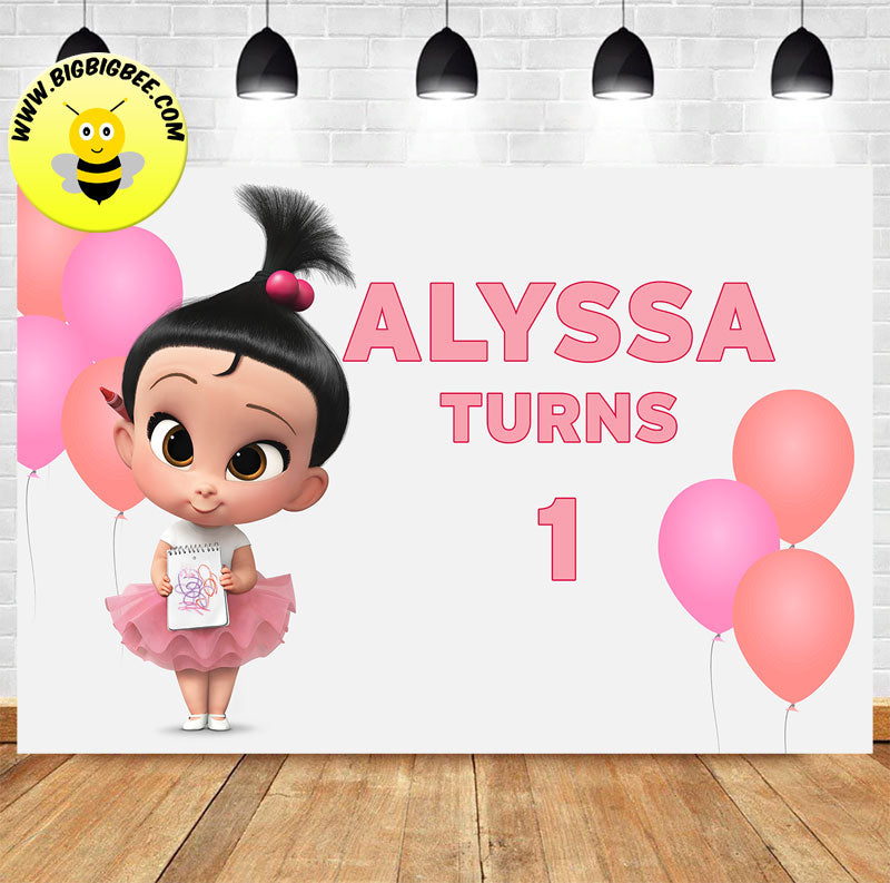 Custom Boss Baby & Staci First Birthday Backdrop Banner