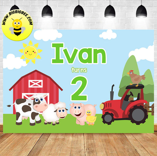 Custom Farm Animals Birthday Banner Backdrop. Shipping to US, UK, Australia and Canada.