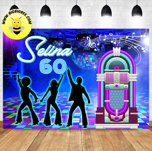 Custom Disco Theme Adult Birthday Backdrop Banner Deliver to USA UK Australia Canada