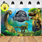 Custom Jurassic World Dinosaur Logo Green Leaves Wall Theme Backdrop Banner Deliver to USA UK Australia Canada