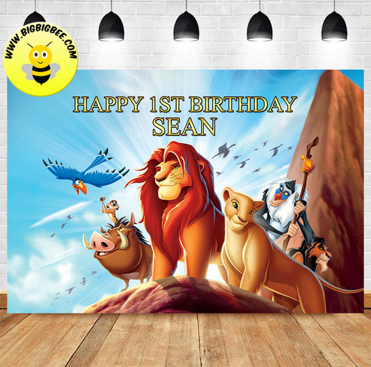 Custom Lion King Simba & Friends Birthday Theme Backdrop Banner