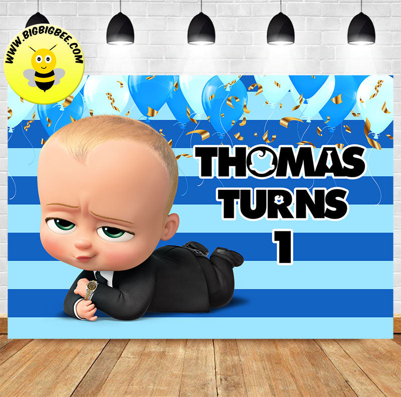 Custom Boss Baby ONE First Birthday Backdrop Banner