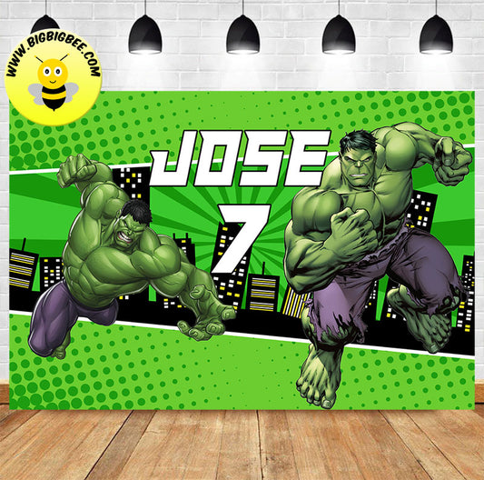 Custom The Incredible Hulk Breaks the Brick Wall Birthday Backdrop Banner