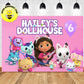 Custom Gabby's Dollhouse birthday Banner. Worldwide shipping