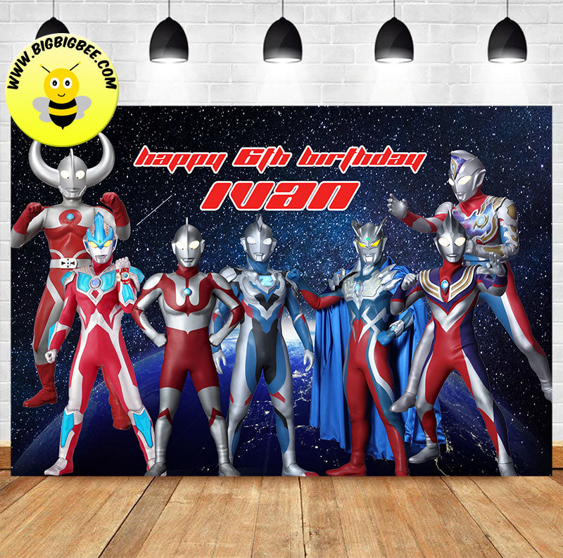 Custom Ultraman Theme Birthday Backdrop Banner Deliver to USA UK Australia Canada