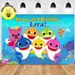 Custom Pinkfong Baby Shark Doo Doo Doo Blue Theme Birthday Backdrop Banner