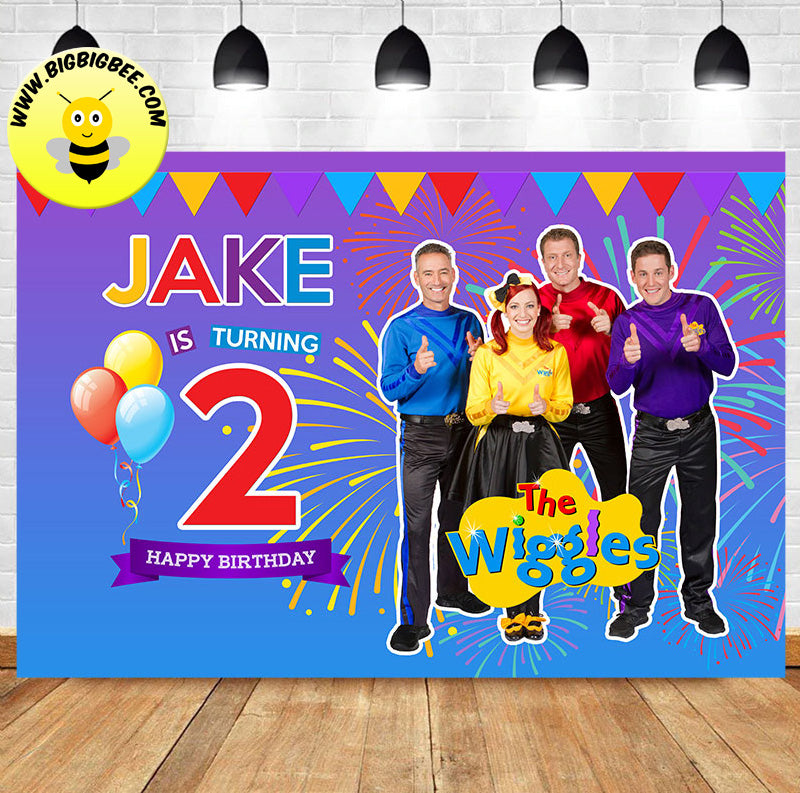 Custom The Wiggles Theme Birthday Backdrop Banner