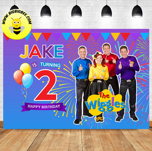 Custom The Wiggles Theme Birthday Backdrop Banner