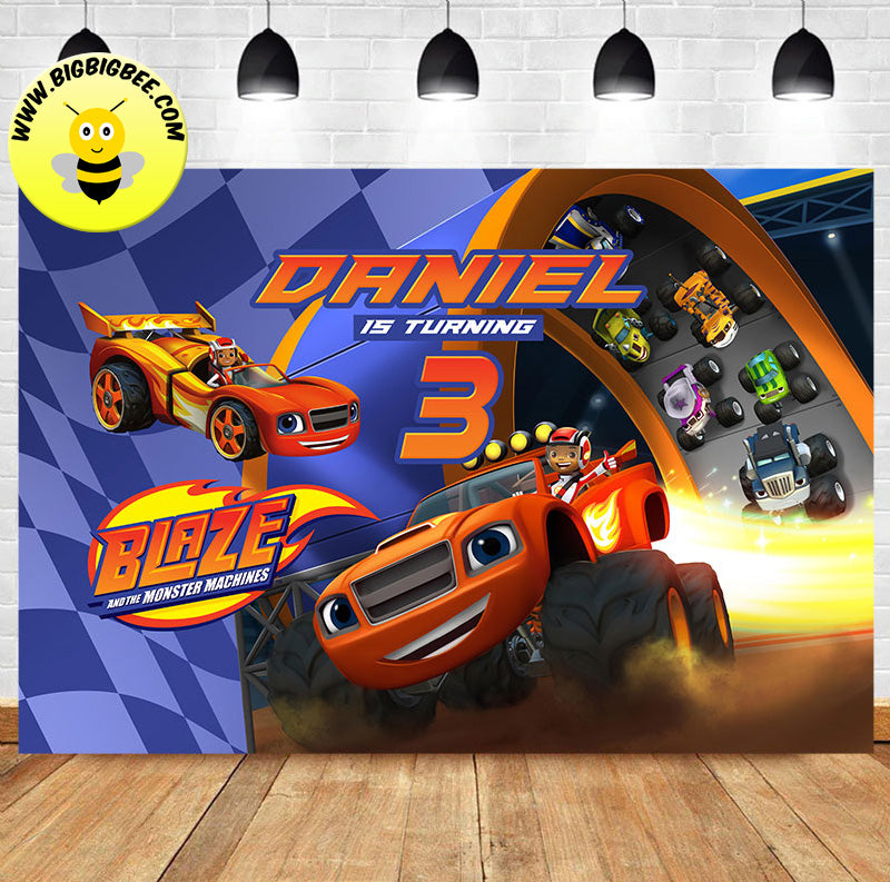 Custom Blaze and the Monster Machines Truck Theme Birthday Backdrop Banner