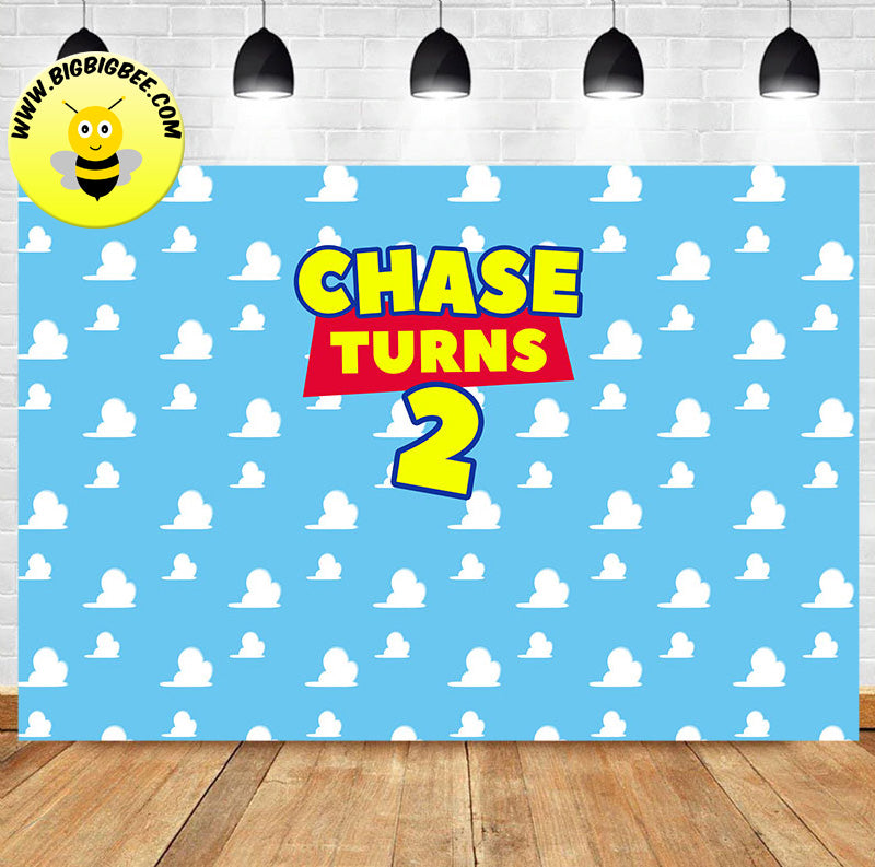 Custom Toy Story Blue Sky Background Birthday Backdrop