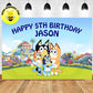 Custom Bluey Family Theme Birthday Backdrop Banner