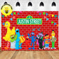 Custom Sesame Street Elmo and Friends Red Brick Wall Birthday Backdrop Banner