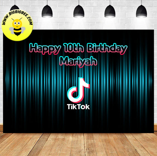 Custom TikTok Logo Music Background Theme Birthday Backdrop Banner