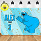 Custom Sesame Street Monster Cookies Blue Theme Birthday Banner Backdrop