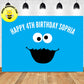 Custom Sesame Street Monster Cookies Logo Blue Theme Birthday Banner Backdrop