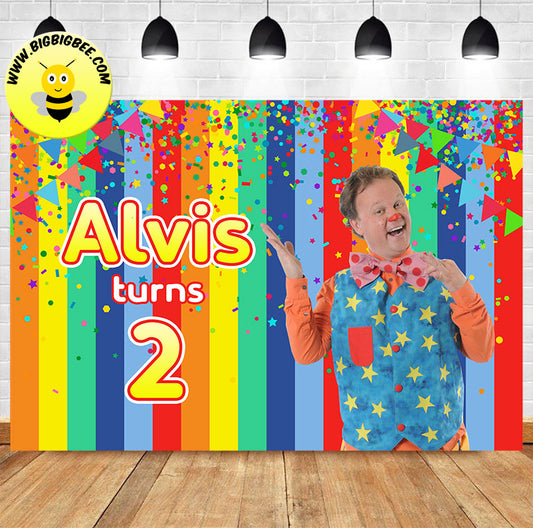 Custom Personalised Mr Tumble Birthday Banner Backdrop