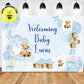 Custom Teddy Bear Blue Color Theme Welcome Baby Shower Backdrop Banner